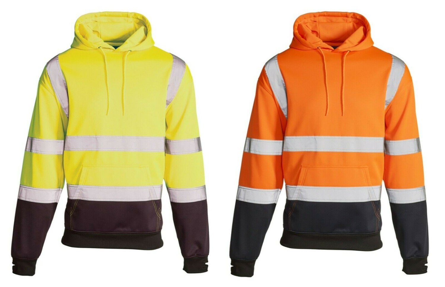Mens Hi Vis Visibility Safety On Site Construction Neon Yellow Orange Navy Hoody